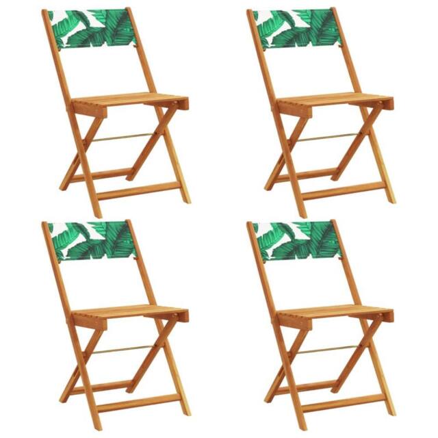Berkfield Home Folding Garden Chairs 4 pcs Green Fabric & Solid Wood in Natural - image 1
