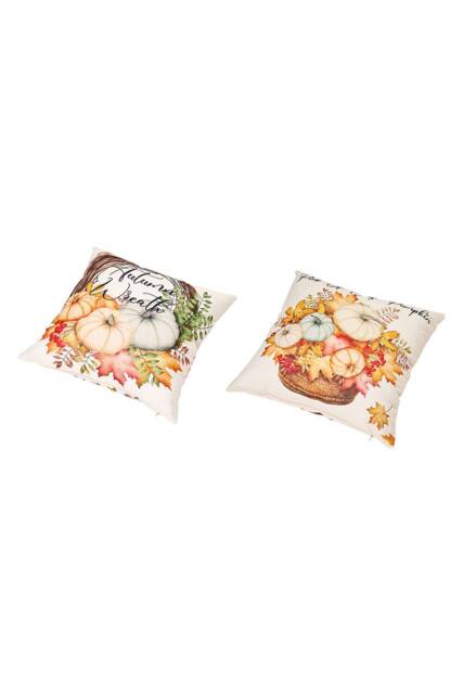 Living and Home Autumn Themed Pumpkin & Maple Leaves Pillow Cover - Size: Double - image 1