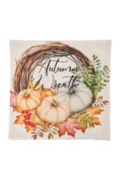 Living and Home Autumn Themed Pumpkin & Maple Leaves Pillow Cover - Size: Double - thumbnail 5