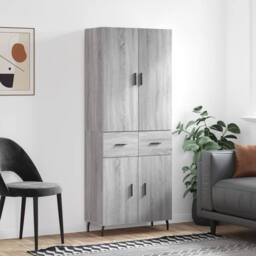 Berkfield Home Highboard Grey Sonoma 69.5x34x180 cm Engineered Wood - thumbnail 2