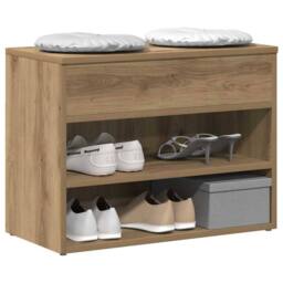 Berkfield Home Shoe Bench Artisan Oak 60x30x45 cm Engineered Wood in Brown - Size: 60 x 30 x 45 cm