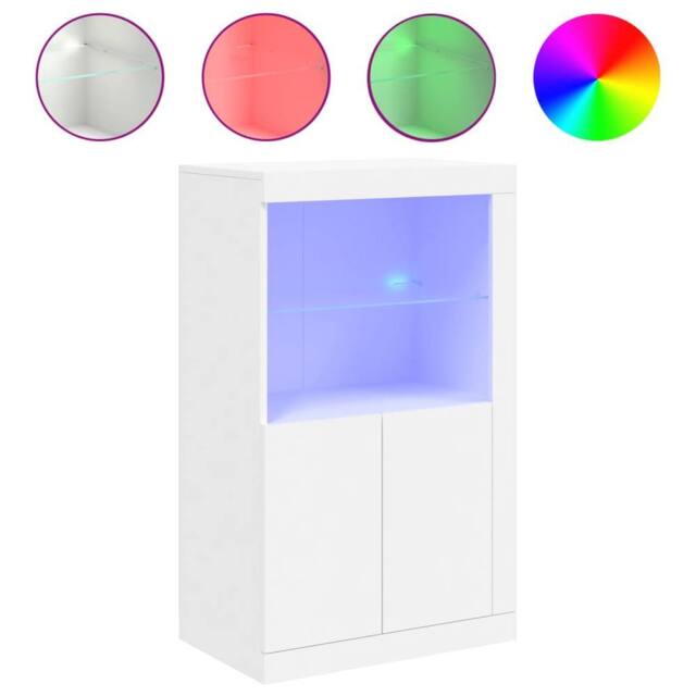 Berkfield Home Side Cabinet with LED Lights White Engineered Wood - image 1
