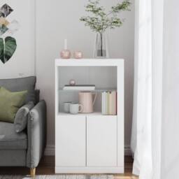 Berkfield Home Side Cabinet with LED Lights White Engineered Wood - thumbnail 4