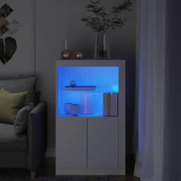 Berkfield Home Side Cabinet with LED Lights White Engineered Wood - thumbnail 2