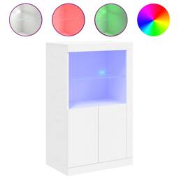 Berkfield Home Side Cabinet with LED Lights White Engineered Wood - thumbnail 1