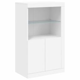 Berkfield Home Side Cabinet with LED Lights White Engineered Wood - thumbnail 3
