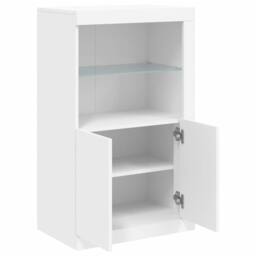 Berkfield Home Side Cabinet with LED Lights White Engineered Wood - thumbnail 6