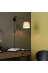 Netlighting Carlson 1 Light Wall Light Matt Black & Light Grey Cotton Mix E14 - thumbnail 4