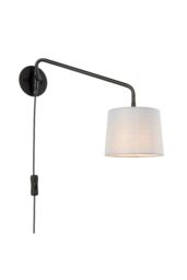 Netlighting Carlson 1 Light Wall Light Matt Black & Light Grey Cotton Mix E14 - thumbnail 1