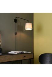 Netlighting Carlson 1 Light Wall Light Matt Black & Light Grey Cotton Mix E14 - thumbnail 3