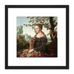Artery8 Van Scorel Mary Magdalene Jar 8X8 Inch Square Wooden Framed Wall Art Print Picture with Mount in Black - thumbnail 1