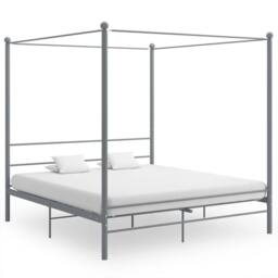 Berkfield Home Durable Canopy Bed Frame Grey Metal 180x200 cm Super King - thumbnail 2