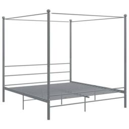 Berkfield Home Durable Canopy Bed Frame Grey Metal 180x200 cm Super King - thumbnail 3