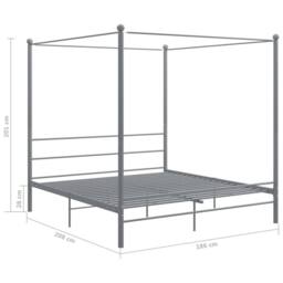Berkfield Home Durable Canopy Bed Frame Grey Metal 180x200 cm Super King - thumbnail 6