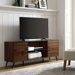 "Centurion Supports PORTOBELLO Walnut 6-Shelf Storage up to 65"" Flat Screen TV Cabinet"