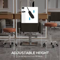 STILVORA Adjustable Rolling Stool with Wheels in Brown - thumbnail 6