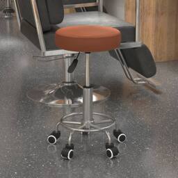 STILVORA Adjustable Rolling Stool with Wheels in Brown - thumbnail 3