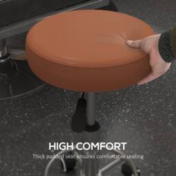 STILVORA Adjustable Rolling Stool with Wheels in Brown - thumbnail 7