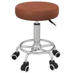STILVORA Adjustable Rolling Stool with Wheels in Brown - thumbnail 5