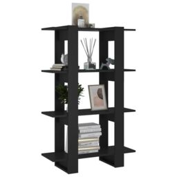 Berkfield Home Book Cabinet/Room Divider Black 80x30x123.5 cm - thumbnail 4