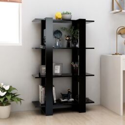Berkfield Home Book Cabinet/Room Divider Black 80x30x123.5 cm - thumbnail 3