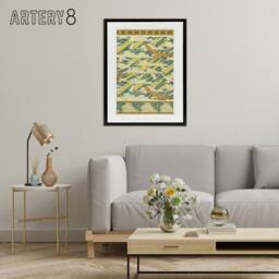 "Artery8 Eagles Doves Seashell Patterns Framed Canvas Wall Art Print Verneuil in Green - Size: W12"" x H16""" - thumbnail 3