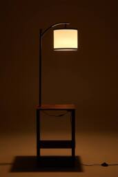 2 in 1 Multi-Functional Floor Light, Modern Metal Side Table Combo in Walnut - thumbnail 2