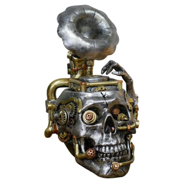 Gifts Direct 2 U Steampunk Skull Record Player Ornament in Metallic Gold - image 1