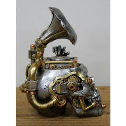 Gifts Direct 2 U Steampunk Skull Record Player Ornament in Metallic Gold - thumbnail 2