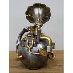 Gifts Direct 2 U Steampunk Skull Record Player Ornament in Metallic Gold - thumbnail 4