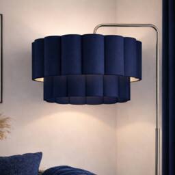CGC Lighting Kyra Brushed Nickel Floor Lamp with Two Layer Scalloped Lampshade in Navy - thumbnail 3