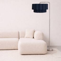 CGC Lighting Kyra Brushed Nickel Floor Lamp with Two Layer Scalloped Lampshade in Navy - thumbnail 4