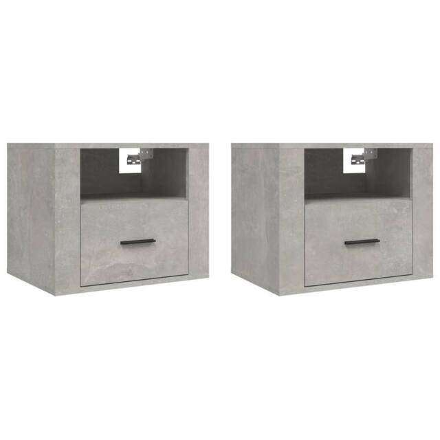 Berkfield Home Wall-mounted Bedside Cabinets 2 pcs Concrete Grey 50x36x40 cm - Size: 50 x 36 x 40 cm - image 1