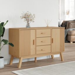 Berkfield Home Sideboard OLDEN Brown 114x43x73.5cm Solid Wood Pine - Size: 114x43x73.5 cm - thumbnail 3