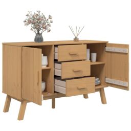 Berkfield Home Sideboard OLDEN Brown 114x43x73.5cm Solid Wood Pine - Size: 114x43x73.5 cm - thumbnail 6
