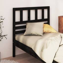 Berkfield Home Bed Headboard Black 106x4x100 cm Solid Wood Pine - Size: 106 x 4 x 100 cm - thumbnail 2