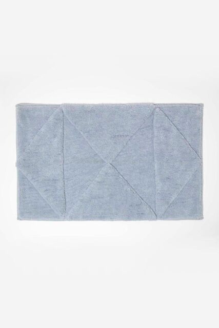 Homescapes 100% Cotton Bath Mat Tufted Geometric Design in Blue - image 1