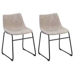 Wyld and Coco Riverside Beige Fabric Dining Chairs Set of 2 with Black Legs - thumbnail 2