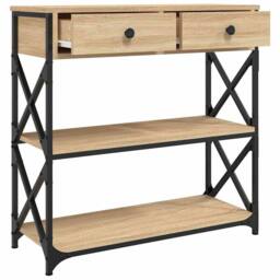 Berkfield Home Decorative Console Table Sonoma Oak 75x28x75 cm Engineered Wood in Light Brown - Size: 75 x 28 x 75 cm - thumbnail 5