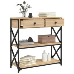Berkfield Home Decorative Console Table Sonoma Oak 75x28x75 cm Engineered Wood in Light Brown - Size: 75 x 28 x 75 cm - thumbnail 4