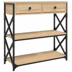 Berkfield Home Decorative Console Table Sonoma Oak 75x28x75 cm Engineered Wood in Light Brown - Size: 75 x 28 x 75 cm - thumbnail 3