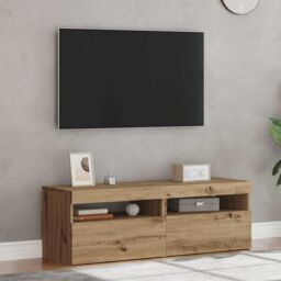 Berkfield Home TV Cabinets with LED Lights 2 pcs Artisan Oak Engineered Wood in Brown - thumbnail 5
