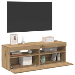 Berkfield Home TV Cabinets with LED Lights 2 pcs Artisan Oak Engineered Wood in Brown