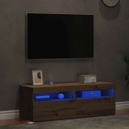 Berkfield Home TV Cabinets with LED Lights 2 pcs Artisan Oak Engineered Wood in Brown - thumbnail 4