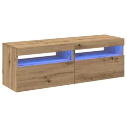Berkfield Home TV Cabinets with LED Lights 2 pcs Artisan Oak Engineered Wood in Brown - thumbnail 2