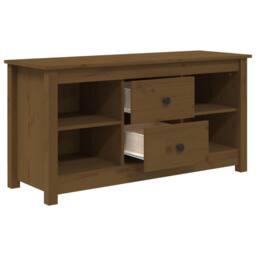 Berkfield Home TV Cabinet Honey Brown 103x36.5x52 cm Solid Wood Pine - thumbnail 4