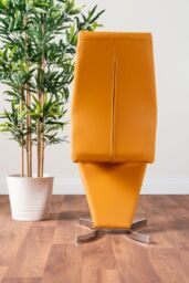 FurnitureboxUK Atlanta Modern Rectangle Chrome Metal High Gloss White Dining Table & 6 Willow Chairs Set in Mustard - thumbnail 6
