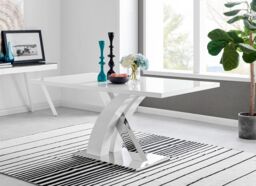 FurnitureboxUK Atlanta Modern Rectangle Chrome Metal High Gloss White Dining Table & 6 Willow Chairs Set in Mustard - thumbnail 3