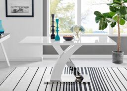 FurnitureboxUK Atlanta Modern Rectangle Chrome Metal High Gloss White Dining Table & 6 Willow Chairs Set in Mustard - thumbnail 2