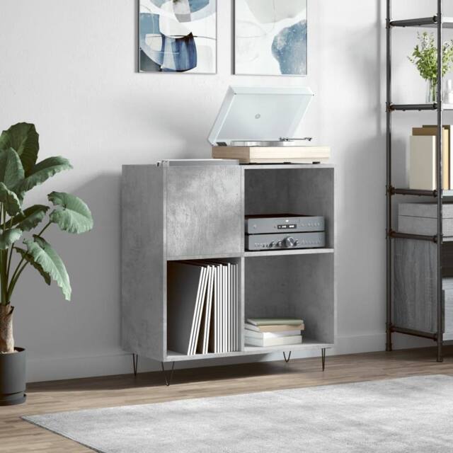 Berkfield Home Record Cabinet Concrete Grey 84.5x38x89 cm Engineered Wood - image 1